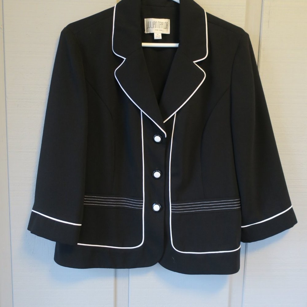 Julian Taylor NY Black/White Blazer Size 14 - Picture 1 of 4